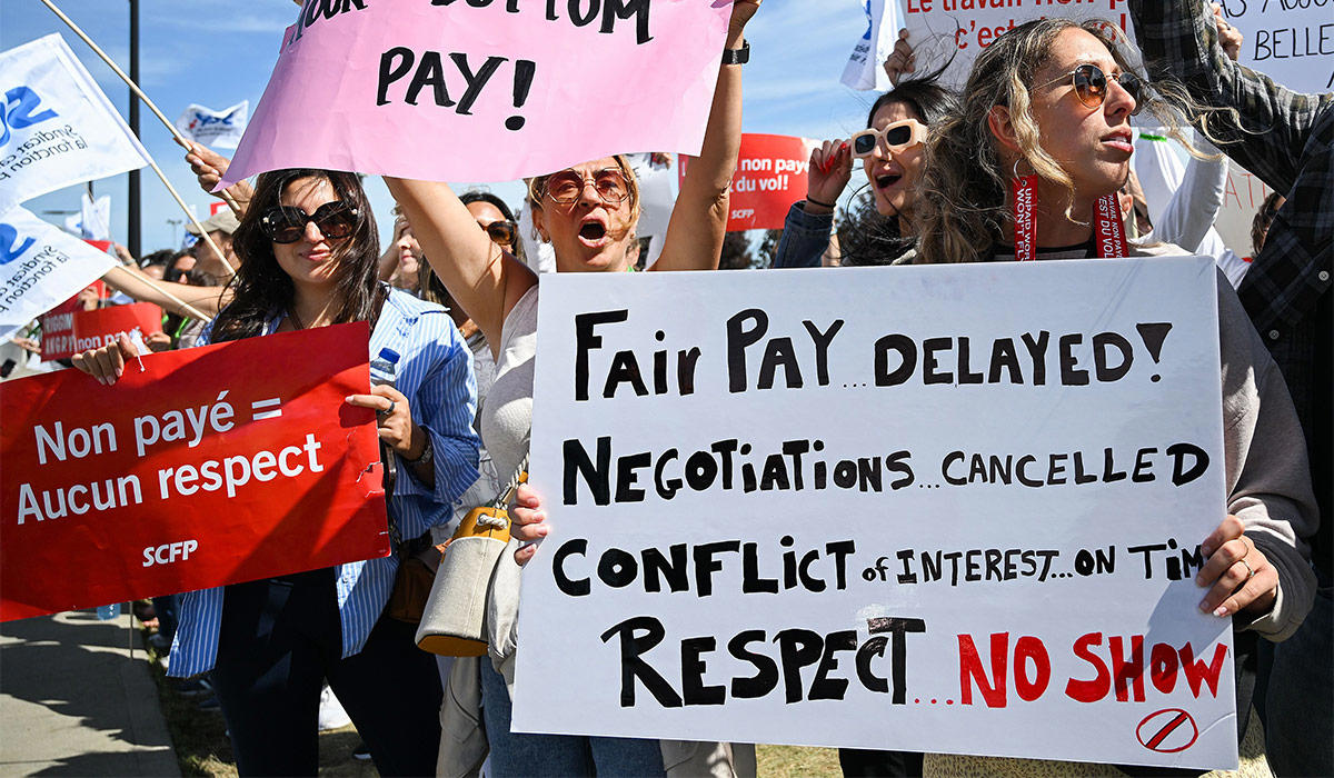 WHAT DID AIR CANADA OFFER? RISK OF JAIL TIME, STRIKES SET TO CONTINUE, 'WE'RE LOOKING FOR A SOLUTION HERE', CARNEY PUSHES FOR SOLUTION, AIR CANADA SHARES DOWN, STAFF WILL BE HELD ACCOUNTABLE, 'THERE IS NO LOCKOUT IN PLACE', STAFF ASK FOR AIR TRANSAT RATES, FULL REFUNDS FOR PASSENGERS, WHAT DID AIR CANADA OFFER?