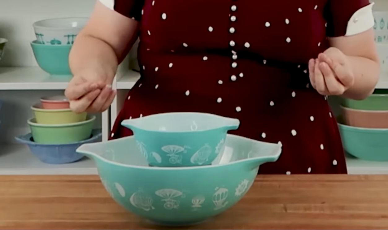 Your Grandma’s Kitchenware Could Be Worth a Fortune, Turquoise Snowflake Mixing Bowls, Gooseberry Cinderella Bowls (Pink on White), Friendship Pattern Casseroles, Primary Colors Mixing Bowls Set, Black Snowflake Space Saver Casserole, Horizon Blue Cinderella Bowls, Verde Square Flowers Casseroles, Terra Mixing Bowls, Bluebird Promotional Casserole, Balloons Chip &amp; Dip Set, Pink Scroll Space Saver, Green Dot Mixing Bowls, Town and Country Pattern Mixing Bowls, Autumn Harvest Cinderella Bowls (Orange on White), Shenandoah Pattern Casseroles, Golden Pine Promotional Casserole