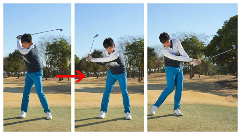 シャローイングを習得しよう, Step1サイドスローで右手のリリースのイメージを養う, Step2切り返しの動きを予行演習してから振る, Step3「合掌素振り」で前腕の回旋をチェック