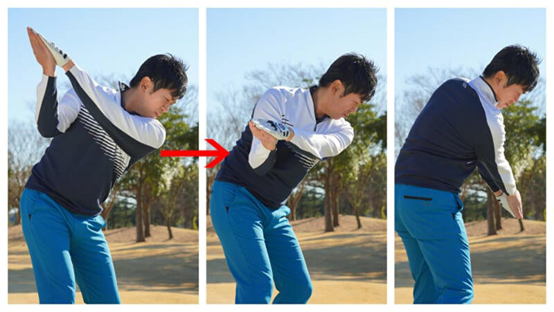 シャローイングを習得しよう, Step1サイドスローで右手のリリースのイメージを養う, Step2切り返しの動きを予行演習してから振る, Step3「合掌素振り」で前腕の回旋をチェック