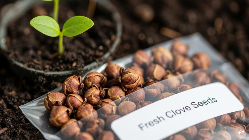 Get Fresh Clove Seeds: Buy fresh clove seeds from a nursery or online. Ensure you don't buy dried spice cloves. (Image: AI-Generated)