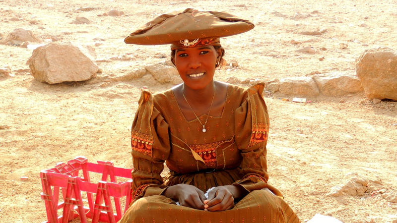 2. Herero Clothing 1. Dashiki, 2. Herero Clothing, 3. Maasai Beadwork, 4. Chedda of Tlemcen, 6. Áo Dài, 8. Keffiyah, 10. Gákti, 11. Vyshyvanka, 12. Jingle Dress, 13. Ceinture Fléchée, 14. Charro Suit, 15. Gaucho Costume, 16. Poncho, 17. Koto, 18. Possum Cloak, 19. Piupiu, 20. Pareo