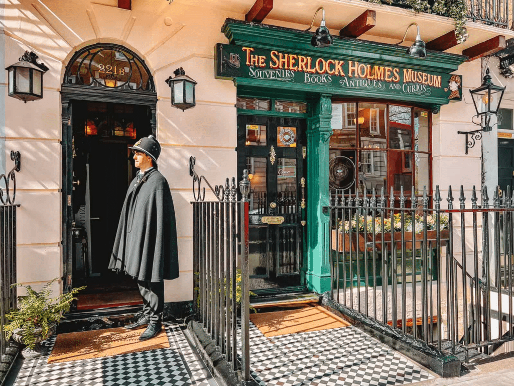 #21: Baker Street – Sherlock Holmes (2009) (London, England) #1: The Rocky Steps – Rocky (1976) (Philadelphia, PA), #3: Monument Valley – Stagecoach (1939) and Many Westerns (UT/AZ Border), #4: The Stanley Hotel – The Shining (1980) (Estes Park, CO), #7: Tatooine Sets – Star Wars (1977) (Tunisia), #9: Katz’s Delicatessen – When Harry Met Sally (1989) (New York City, NY), #10: Downtown Savannah – Forrest Gump (1994) (Savannah, GA), #12: Highclere Castle – Downton Abbey (2010–2015) (Hampshire, England), #13: Oxford University – The Theory of Everything (2014), Harry Potter (2001–2011), #15: Griffith Observatory – Rebel Without a Cause (1955), La La Land (2016) (Los Angeles, CA), #16: Timberline Lodge – The Shining (1980) (Mt. Hood, OR), #18: The Bench at Notting Hill – Notting Hill (1999) (London, England), #19: The Beach – The Goonies (1985) (Cannon Beach, OR), #21: Baker Street – Sherlock Holmes (2009) (London, England), #22: Skellig Michael – Star Wars: The Last Jedi (2017) (Ireland), #24: Rydell High – Grease (1978) (Venice High School, Los Angeles, CA), #25: Bodega Bay – The Birds (1963) (Bodega, CA)