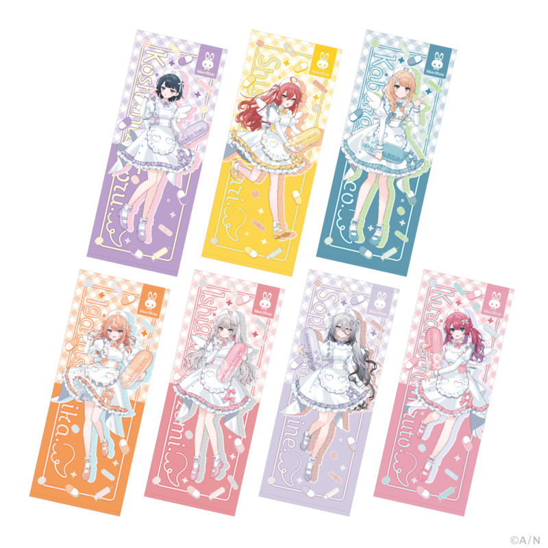 アクリルスタンド, ぬいぐるみマスコット, ポケット付きトートバッグ, ランダムチェキ風カード, 天使のお助けセット, メディカルポーチ, ステッカーセット