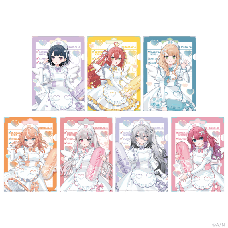 アクリルスタンド, ぬいぐるみマスコット, ポケット付きトートバッグ, ランダムチェキ風カード, 天使のお助けセット, メディカルポーチ, ステッカーセット