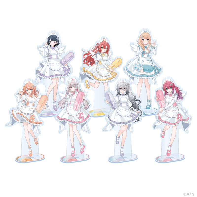 アクリルスタンド, ぬいぐるみマスコット, ポケット付きトートバッグ, ランダムチェキ風カード, 天使のお助けセット, メディカルポーチ, ステッカーセット