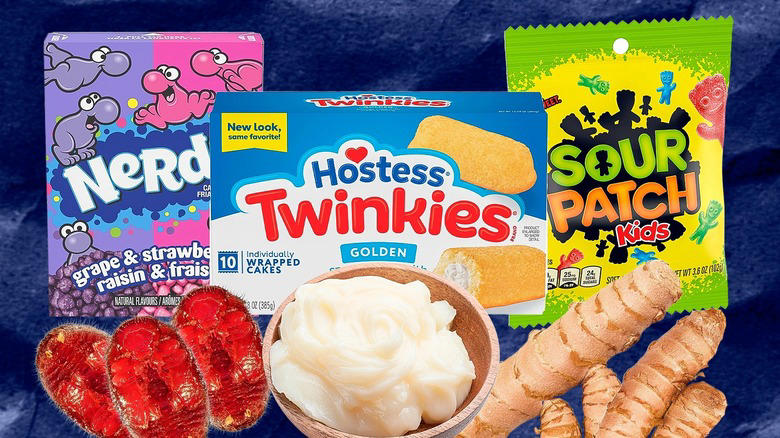 Twinkies Include Beef Tallow, Nerds Gummy Clusters Have Boiled Bugs In Them, Jelly Beans Are Often Covered In Insect Resin, Kit Kats' Secret Ingredient Is More Kit Kats, Sour Patch Kids Glow Ups Include Turmeric, Some Chewing Gum Features Sheep Grease