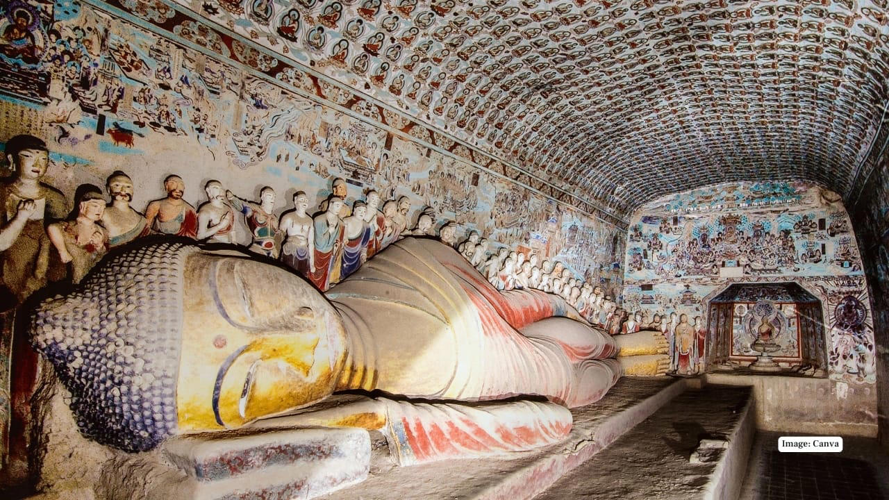 5. Mogao Caves, China Known as the “Caves of the Thousand Buddhas,” this vast complex has preserved Buddhist art and manuscripts since 366 CE. Its vibrant murals and sculptures form one of the world’s richest repositories of spiritual and artistic history. (Image: Canva) 1. Ajanta Caves, India These Buddhist sanctuaries (2nd century BCE–480 CE) are celebrated for their luminous murals, delicate carvings, and expressive sculptures—considered the pinnacle of ancient Indian rock-cut architecture and spiritual artistry. (Image: Canva), 2. Ellora Caves, India A magnificent fusion of Hindu, Buddhist, and Jain traditions (6th–10th century CE), Ellora is home to the monumental Kailash Temple—the world’s largest monolithic rock excavation—showcasing both scale and craftsmanship in stone. (Image: Canva), 3. Škocjan Caves, Slovenia Europe’s most dramatic underground canyon, the Škocjan system features roaring rivers, towering stalactites, and vast cathedral-like chambers, making it one of the most awe-inspiring natural cave landscapes on Earth. (Image: Canva), 4. Phong Nha Cave, Vietnam Located in Phong Nha–Kẻ Bàng National Park, this cave holds the world’s longest underground river accessible to visitors, adorned with formations poetically named “Lion,” “Buddha,” and “Fairy,” adding mythical charm to its natural splendor. (Image: Canva), 5. Mogao Caves, China Known as the “Caves of the Thousand Buddhas,” this vast complex has preserved Buddhist art and manuscripts since 366 CE. Its vibrant murals and sculptures form one of the world’s richest repositories of spiritual and artistic history. (Image: Canva), 6. Longmen Grottoes, China Carved into limestone cliffs along the Yi River, the Longmen Grottoes contain over 1,400 caves and 100,000 statues, many from the Tang dynasty, celebrated for their refined artistry and serene spiritual expression. (Image: Canva), 7. Elephanta Caves, India Set on an island near Mumbai, Elephanta is famed for its colossal rock-cut sculptures, especially the Trimurti—a majestic three-headed depiction of Lord Shiva—blending myth, devotion, and stone artistry. (Image: Canva), 8. Mammoth Cave, USA The world’s longest cave system stretches more than 640 km underground. With vast passageways, rare geological formations, and traces of prehistoric human activity, it’s both a natural marvel and a historical treasure. (Image: Canva), 9. Altamira Cave, Spain Often called the “Sistine Chapel of Paleolithic Art,” Altamira showcases prehistoric paintings of bison, horses, and deer dating back over 20,000 years, offering a hauntingly beautiful window into early human creativity. (Image: Canva), 10. Caves of Aggtelek Karst (Baradla), Hungary This sprawling cave system, shared with Slovakia’s Slovak Karst, dazzles with dramatic stalactites, stalagmites, and underground rivers—a sublime display of nature’s artistry formed over millions of years. (Image: Canva)