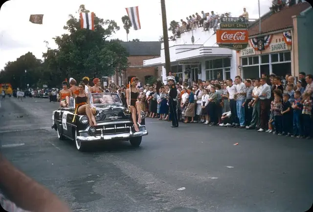 12. University of Florida Homecoming (1954) 1. Homecoming With the Girls (1977), 2. Homecoming Court Looking Snazzy (1970s), 3. Check out That Red Suit (1974), 4. Groovy Homecoming Date (1975), 5. Homecoming Dance at Willow Run High School in Ypsilanti, Michigan (1971), 6. Football Player at His Homecoming Game (1978), 7. Colorful Garb (1970s), 8. Getting Crowned Queen at an Alabama High School (1971), 9. Homecoming Court at St. Joseph High School (1964), 10. Candidates for Queen at a California High School (1974), 11. Getting a Good Vantage Point of the Homecoming Parade (1971), 12. University of Florida Homecoming (1954), 13. Pulling Up to Homecoming in Style (1957), 14. Homecoming Queen Contestants (1969), 15. Homecoming Queen Being Crowned (1969), 16. Getting Ready to Head to the Game (1988), 17. Homecoming Court from Woodlawn High School in Shreveport, Louisiana (1971)