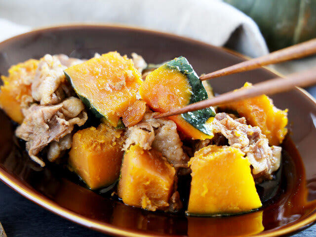 かぼちゃと豚肉の甘辛レンジ煮を試すのにかかる時間, かぼちゃと豚肉の甘辛レンジ煮のレシピ, かぼちゃと豚肉の甘辛レンジ煮の材料（2人分）, かぼちゃと豚肉の甘辛レンジ煮の作り方