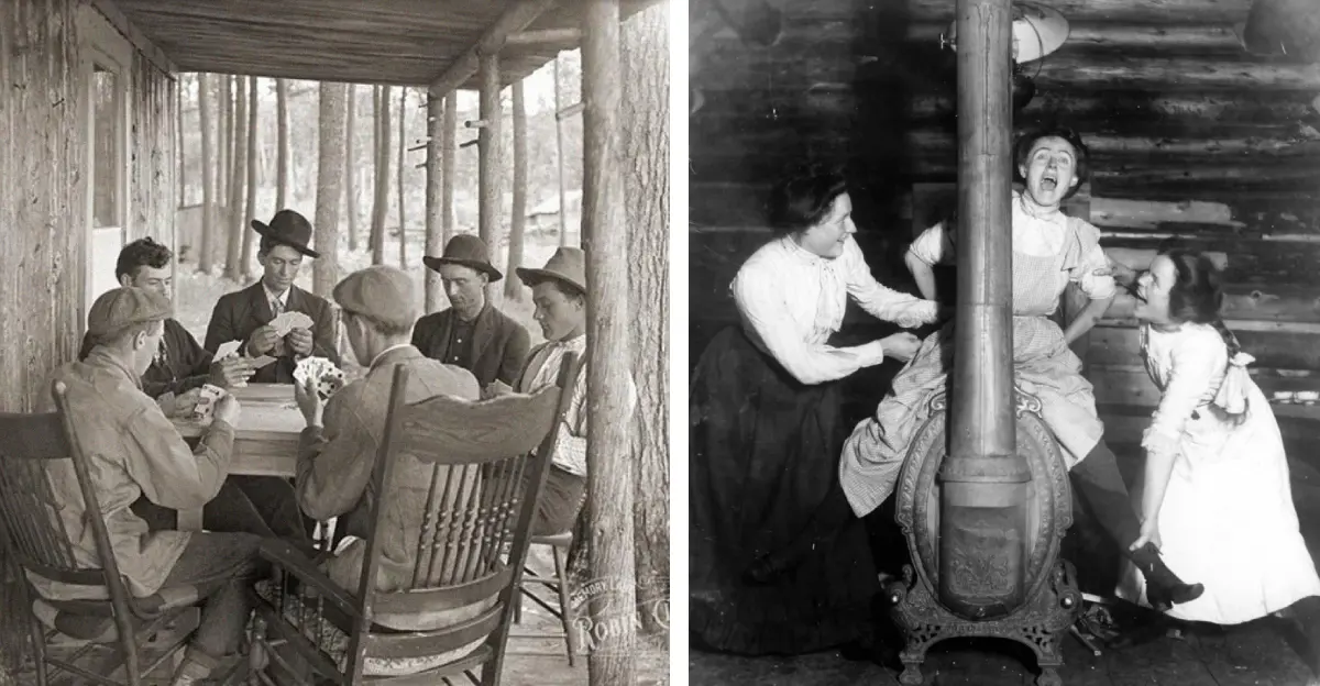 1. He rests with his rifle as the dog claims his knee, 2. This young lady lets her long hair frame a calm and practiced gaze, 3. They fill the shoreline the way summer fills a calendar, 4. Chilling at the pharmacy like it's a second home, 5. His firefighter suit was built for heat and habit, 6. This group of young men turned the front porch into a card room, 7. Balancing a book and a future in the same hands, 8. They cruised the road in a car that makes the town feel smaller, 9. He settles in with a cigar and an oversized stein, 10. Lifting her daughter like a circus star in training, 11. Riding a bicycle ambulance built for speed and streets, 12. They wear baseball uniforms and hair long enough to tell on the decade, 13. These men learn surgery under bright lights and steady supervision, 14. A family portrait that holds the room still, 15. She meets the lens in an outfit chosen to be remembered, 16. They pose in underwear at a men's beauty contest without blinking, 17. The stove became a horse, and the reason for all the laughter, 18. They stroll Tokyo streets with an afternoon to spend, 19. She photographs herself in the mirror to save the moment