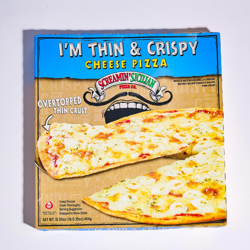   1. 11. Trader Joe’s Organic 3 Cheese Pizza ,   1. 10. Great Value (Walmart) Thin &amp; Crispy Four Cheese Pizza ,   1. 9. Jack’s Original Thin Cheese Pizza ,   1. 8. California Pizza Kitchen Crispy Thin Crust Four Cheese Pizza ,   1. 6. (tie) Red Baron Classic Crust Four Cheese Pizza ,   1. 6. (tie) Tombstone Original Crust 5 Cheese Pizza ,   1. 5. Freschetta Naturally Rising Crust Four Cheese Pizza ,   1. 4. Screamin’ Sicilian Thin &amp; Crispy Cheese Pizza ,   1. 3. Kirkland Signature (Costco) Cheese Pizza ,   1. 2. 365 (Whole Foods) Thin Crust Four Cheese Pizza ,   1. 1. DiGiorno Classic Crust Cheese Pizza 