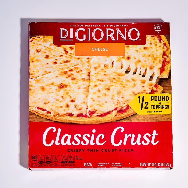   1. 11. Trader Joe’s Organic 3 Cheese Pizza ,   1. 10. Great Value (Walmart) Thin &amp; Crispy Four Cheese Pizza ,   1. 9. Jack’s Original Thin Cheese Pizza ,   1. 8. California Pizza Kitchen Crispy Thin Crust Four Cheese Pizza ,   1. 6. (tie) Red Baron Classic Crust Four Cheese Pizza ,   1. 6. (tie) Tombstone Original Crust 5 Cheese Pizza ,   1. 5. Freschetta Naturally Rising Crust Four Cheese Pizza ,   1. 4. Screamin’ Sicilian Thin &amp; Crispy Cheese Pizza ,   1. 3. Kirkland Signature (Costco) Cheese Pizza ,   1. 2. 365 (Whole Foods) Thin Crust Four Cheese Pizza ,   1. 1. DiGiorno Classic Crust Cheese Pizza 