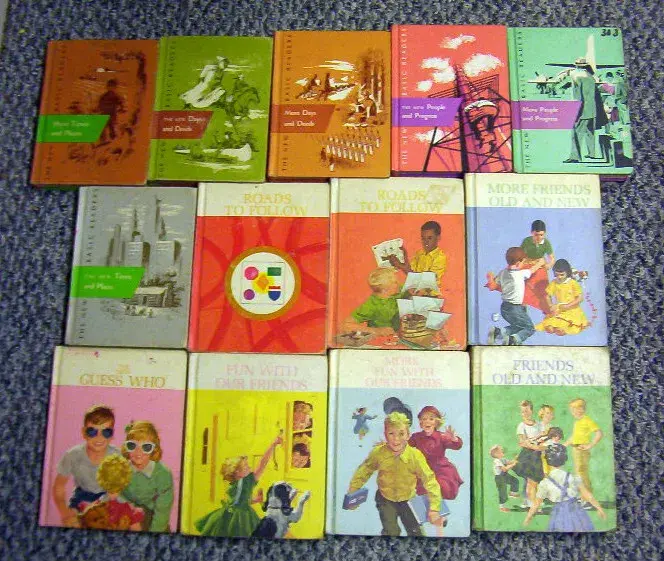 1. Pee-Chee Folders, 2. Metal Lunch Boxes, 3. Bic Four-Color Pens, 4. Mr. Sketch Markers, 5. CliffsNotes, 6. Big Chief Tablets, 7. Pop-a-Point Pencils, 8. Slide Rules, 9. Paste and Rubber Cement, 10. Satchels, 11. Dick and Jane Books, 12. Chalkboards and Chalk, 13. Overhead Projectors, 14. Mimeograph Machines, 15. Pencil Sharpeners, 16. Wooden Rulers, 17. Fountain Pens, 18. Pencil Cases, 19. Compasses and Protractors, 20. Three-Ring Binders, 21. Loose-Leaf Notebook Paper, 22. Index Cards, 23. Crayola Crayons (64 Box with Sharpener), 24. School Glue (Glass Bottle), 25. Construction Paper, 26. Globes, 27. Filmstrip Projectors, 28. Flashcards for Math, 29. Spiral Notebooks, 30. Slide Carousels