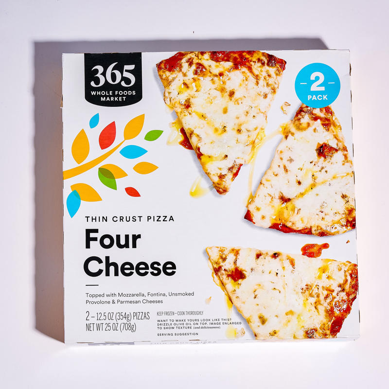   1. 11. Trader Joe’s Organic 3 Cheese Pizza ,   1. 10. Great Value (Walmart) Thin &amp; Crispy Four Cheese Pizza ,   1. 9. Jack’s Original Thin Cheese Pizza ,   1. 8. California Pizza Kitchen Crispy Thin Crust Four Cheese Pizza ,   1. 6. (tie) Red Baron Classic Crust Four Cheese Pizza ,   1. 6. (tie) Tombstone Original Crust 5 Cheese Pizza ,   1. 5. Freschetta Naturally Rising Crust Four Cheese Pizza ,   1. 4. Screamin’ Sicilian Thin &amp; Crispy Cheese Pizza ,   1. 3. Kirkland Signature (Costco) Cheese Pizza ,   1. 2. 365 (Whole Foods) Thin Crust Four Cheese Pizza ,   1. 1. DiGiorno Classic Crust Cheese Pizza 