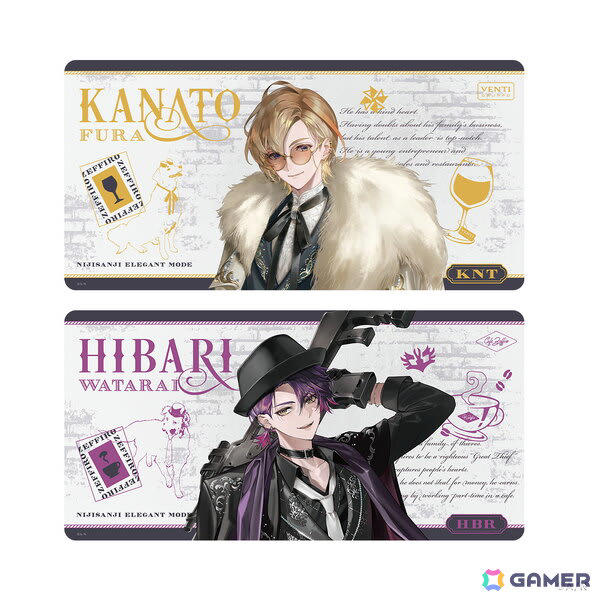 アクリルスタンド, ランダムチェキ風カード, 大判ラバーマット, ミニアクリルブロック, メタリッククリアファイル, ステッカーセット, チェーンネックレス 風楽奏斗, チェーンブレスレット 渡会雲雀, プレートチャーム, イラストレーター