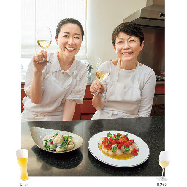 「帆立て」を使った簡単おつまみ, 帆立てのフレッシュトマトソース（川津さん）, 帆立てのナンプラー漬け（髙山さん）, 「たこ」を使った簡単おつまみ, たこと水菜の梅だれ（川津さん）, たこときゅうりのライム和え（髙山さん）, 「長芋」を使った簡単おつまみ, 長芋のすり流し梅風味（川津さん）, 長芋と塩辛のアヒージョ（髙山さん）