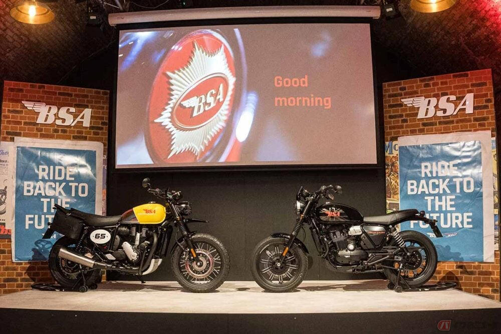 復活したBSAは、どんなブランド？, 人気の350カテゴリーに参入するロードスターモデル, スクランブラースタイルでビッグシングルエンジンを味わう, BSAの２つの新型車は秋には日本を走り出します