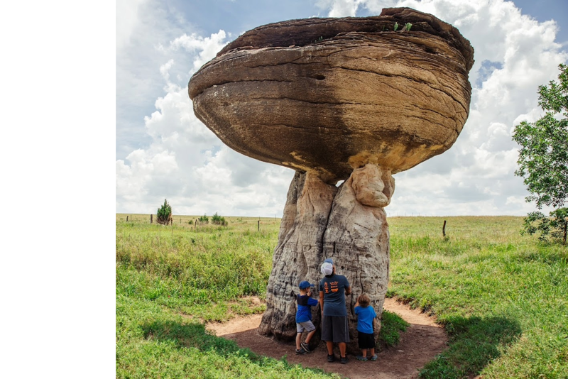 Attractions include plains, waterfalls, rock formations, Konza Prairie, Mushroom Rock State Park and Rock City Park, Coronado Heights, Pillsbury Crossing Wildlife Area, Maxwell Wildlife Refuge, Alcove Springs, Four-State Lookout, Gyp Hills Scenic Drive and Gypsum Hills Scenic Byway