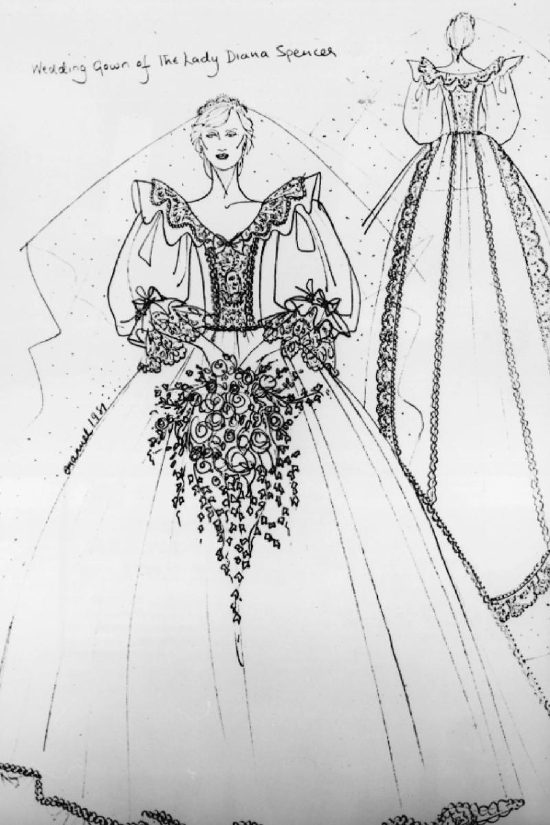 A fashion landmark of the 1980s, Romantic excess, Diana lost too much weight before the wedding, Diana battled bulimia for nearly a decade, She spilled perfume on the dress, A backup bouquet—just in case, A hidden lucky charm, An alternate version of the dress, The backup dress vanished mysteriously, The dramatic veil, How do you transport a princess?, Hand-stitched and one of a kind, Even the shoes were custom masterpieces, The soles were painted with their initials, The third most expensive wedding dress in history