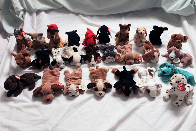 Princess the Bear, Peanut the Elephant, McDonald's Teenie Beanie Babies, Teddy Bears (Multiple Colors), Tabasco the Bull, Humphrey the Camel, Peking the Panda, Chilly the Polar Bear, Bones the Dog, Inch the Worm, Web the Spider, Splash the Whale, Quackers the Duck, Lizzy the Lizard, Pinky the Flamingo, Squealer the Pig, Snort the Bull, Legs the Frog, When Plush Became Precious