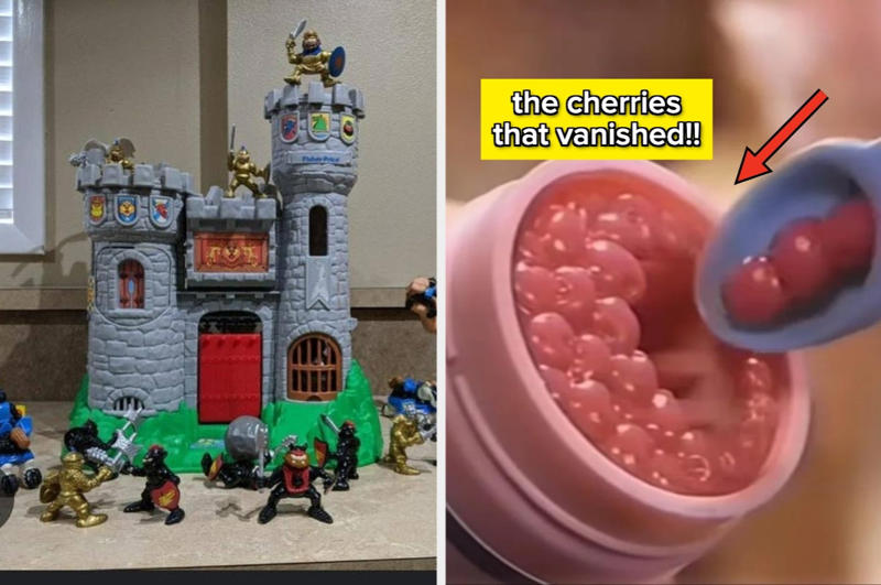 2. Those water-filled squishy tubes that had glitter or plastic animals floating inside them:, 3. This specific medieval castle that you only ever saw at your boy cousin's house:, 4. This Kids Meal Zeus toy that had a glow-in-the-dark lightning bolt:, 5. The Baby All Gone doll that ate these cherries that magically disappeared:, 6. This balancing bird toy that you'd carry around on your finger all day long:, 7. Wooly Willy, which your parents probably gave you to play with during a road trip:, 8. The Creepy Crawlers Workshop, which was SO COOL and the perfect companion to an Easy Bake Oven:, 9. The Barbie "Shop With Me" cash register, because there's nothing kids like to do more than pretend they're working an hourly job:, 10. Silly Putty!!! Specifically, when you would press it against your parents' newspaper and copy the ink onto the putty:, 11. Those robot dogs you begged your parents for because they never let you get a Furby:, 12. Polly Pockets, which were so tiny and cute, and at the same time, the most painful experience in the world if you ever stepped on one:, 13. Doodle Bears, which were perfect for all the kids who absolutely loved giving their dolls makeovers:, 14. Supersoakers!!! There were so many to choose from, but they all elicited the same amount of fun:, 15. The Laser Challenge game set that you could wear around your house and play with...until your parents made you put it away:, 16. Nickelodeon's Floam, because in the '90s, all forms of slime were king:, 17. The OG version of Pretty Pretty Princess, which was an absurd amount of fun for a game that had almost zero rules:, 18. Sky Dancers, which were so fun to make fly, but hurt so bad if they landed on your head:, 19. A Talkboy or Talkgirl, because there's nothing more '90s kids loved more than pretending they were spies: