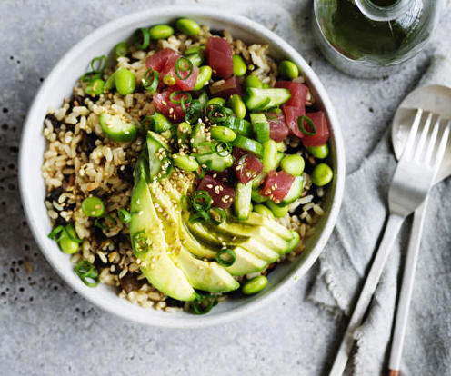 What is a poke bowl?, Components of a tasty poke bowl, GT’s recommendations:, 16 easy poke bowl recipes to try at home ,          Kombu-cured kingfish poke bowl      ,          Scallop poke with pickled ginger dressing      ,          Avocado and tuna brown rice bowl      ,          Tofu poke bowl with pickled carrot      ,          Rice bowls with matcha and roast trout      ,          Tuna K-poke      ,          Spicy prawn and pineapple poke      ,          Green bomb snapper poke      ,          Ocean trout poke on matcha rice      ,          Marlin and tuna poke with fried rice      ,          Miso-cured salmon bowls with green-tea noodles      