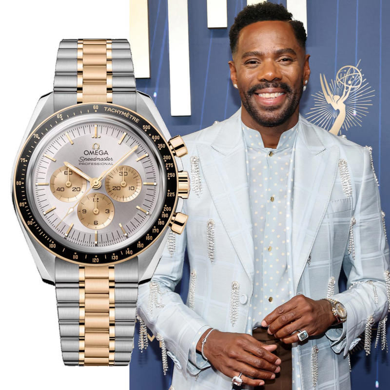 5) Colman Domingo's Omega Speedmaster Moonwatch Professional 1) Tramell Tillman's Code 11.59 by Audemars Piguet Perpetual Calendar, 2) Walton Goggins's Vacheron Constantin Overseas Perpetual Calendar Ultra-Thin, 3) Adam Brody's Omega De Ville Prestige, 4) Young Mazino's IWC Portugieser Perpetual Calendar, 5) Philip Barantini's Endeavour Tourbillon Concept Vantablack, 6) Colman Domingo's Omega Speedmaster Moonwatch Professional, 7) Sam Rockwell's Vacheron Constantin Historiques American 1921, 8) Charlie Hunnam's Omega Constellation Globemaster, 9) Benny Blanco's Audemars Piguet Royal Oak Frosted Gold Selfwinding, 10) James Marsden's IWC Portofino Complete Calendar