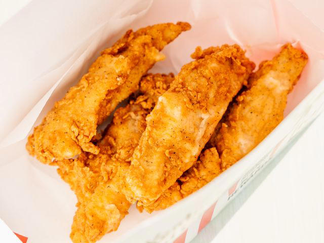 7th Place: McDonald's Chicken Tenders, 6th Place: Burger King's Chicken Fries, 5th Place: KFC's Chicken Tenders, 4th Place: Arby's Chicken Tenders, 3rd Place: Sonic's Chicken Tenders, 2nd Place: Popeyes Chicken Tenders, 1st Place Winner: Raising Cane's Chicken Fingers