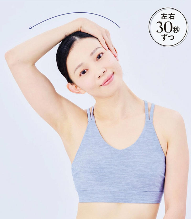 胸鎖乳突筋がこっていると、老け見え・体の不調の原因に, 胸鎖乳突筋の「基本のほぐし方」4つ, 1日1分でOK！「胸鎖乳突筋ほぐし」はココに効く！, 「胸鎖乳突筋ほぐし」を1週間チャレンジ, 肩・首コリがひどくよく眠れない日も…