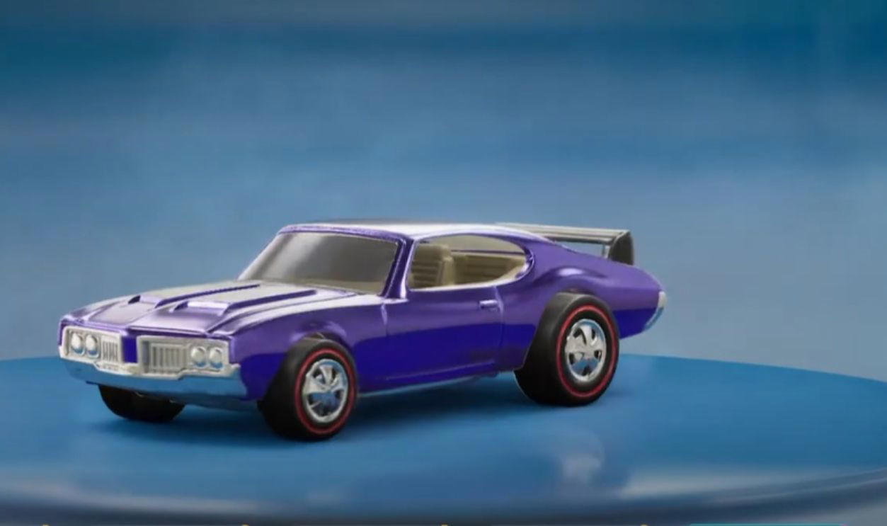 Money On Tiny Wheels, 1968 Brown Custom Camaro, 1968 White Custom Camaro, 1968 Pink Beatnik Bandit, 1969 Red Baron With White Interior, 1971 Red Olds 442 With Black Interior, 1972 Green Open Fire, 1972 Pink Superfine Turbine, 1974 Blue Rodger Dodger, 1974 Magenta Rodger Dodger With White Interior, 1977 White Z-Whiz, 1968 Python With “Cheetah” Base, 1968 Custom Volkswagen Without Sunroof, 1968 Rear-Loading Volkswagen Beach Bomb, 1970 Ed Shaver Custom AMX, 1969 Purple Olds 442, 1971 Purple Olds 442, 1970 Mad Maverick With “Mad” Base, 1971 Snake And Mongoose Dragsters, 1969 Purple Bye Focal, 1970 Purple Olds 442 With White Interior, 1968 Custom Barracuda In Apple Green