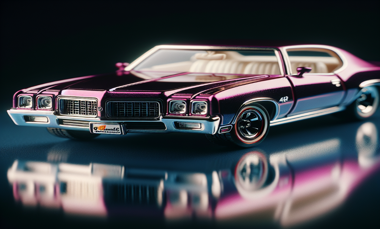 Money On Tiny Wheels, 1968 Brown Custom Camaro, 1968 White Custom Camaro, 1968 Pink Beatnik Bandit, 1969 Red Baron With White Interior, 1971 Red Olds 442 With Black Interior, 1972 Green Open Fire, 1972 Pink Superfine Turbine, 1974 Blue Rodger Dodger, 1974 Magenta Rodger Dodger With White Interior, 1977 White Z-Whiz, 1968 Python With “Cheetah” Base, 1968 Custom Volkswagen Without Sunroof, 1968 Rear-Loading Volkswagen Beach Bomb, 1970 Ed Shaver Custom AMX, 1969 Purple Olds 442, 1971 Purple Olds 442, 1970 Mad Maverick With “Mad” Base, 1971 Snake And Mongoose Dragsters, 1969 Purple Bye Focal, 1970 Purple Olds 442 With White Interior, 1968 Custom Barracuda In Apple Green