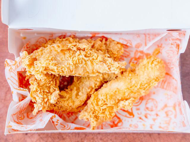 7th Place: McDonald's Chicken Tenders, 6th Place: Burger King's Chicken Fries, 5th Place: KFC's Chicken Tenders, 4th Place: Arby's Chicken Tenders, 3rd Place: Sonic's Chicken Tenders, 2nd Place: Popeyes Chicken Tenders, 1st Place Winner: Raising Cane's Chicken Fingers