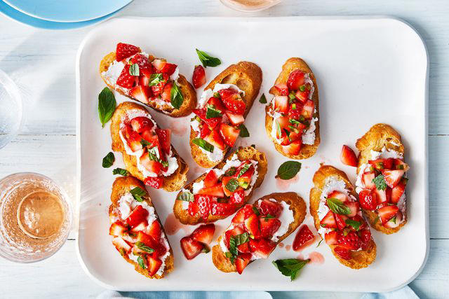 Whipped Goat Cheese With Smoky Bacon Jam, Spicy Strawberry-Goat Cheese Crostini, Three-Cheese Spinach-Artichoke Dip, Asparagus Ribbon Crostini, Spicy Cheese Straws, Jalapeno Popper Dip, Tiny Tacos, Fire Crackers, Pimiento Cheese Flatbread, Ritz Cracker Party Sandwiches