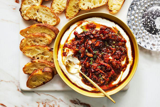 Whipped Goat Cheese With Smoky Bacon Jam, Spicy Strawberry-Goat Cheese Crostini, Three-Cheese Spinach-Artichoke Dip, Asparagus Ribbon Crostini, Spicy Cheese Straws, Jalapeno Popper Dip, Tiny Tacos, Fire Crackers, Pimiento Cheese Flatbread, Ritz Cracker Party Sandwiches