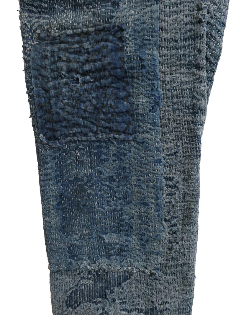 19th-Century Cotton Kimono, 1930s Boro Jacket, Yamagata Boro Vest, Shiga Jacket, Sleeveless Work Jacket, Momohiki Trousers, Sashiko Gloves, Sodenashi Vest