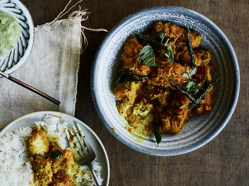 The best curry recipes to work your way through in 2025, Chiang Mai chicken curry , Beef and potato Massaman curry , Korean cauliflower curry , Palisa Anderson’s sour orange fish curry , Kerala-style prawn curry with cauliflower rice , Sri Lankan fish curry , Summer tomato curry with cauliflower rice , Dosas with coconut lentil curry , Roasted cauliflower curry with lime and coriander , Sunda’s fish curry with cucumber salad and coriander chutney , Palisa Anderson’s gaeng keow wan gai (Thai green chicken curry) , Avani’s lamb curry , Ohn no khao swè (Burmese curry chicken noodle soup) , O Tama Carey’s Sri Lankan crab curry , Moreton Bay bug curry with mango , Snapper curry with green beans and coriander , Eggplant and pineapple curry , Mussel curry with pineapple and potato rösti , Helly Raichura’s Mughlai lamb curry (kosha mangsho)