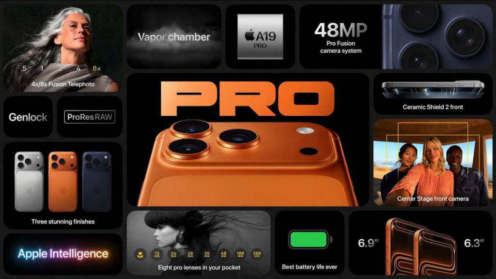 Bye-bye titanium, hello aluminium, Ceramic Shield front and back, The new A19 Pro processor, Triple 48MP Fusion rear camera, Centre Stage selfie camera, The best iPhone in terms of battery life, iPhone 17 Pro Malaysia Pricing