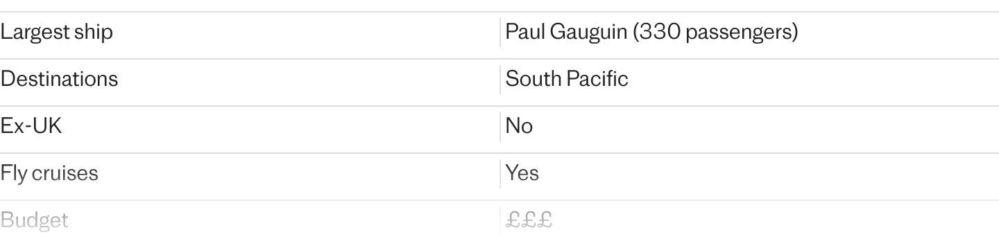 1. Where does the Paul Gauguin cruise?, 2. Who does Paul Gauguin Cruises appeal to?, 3. The Paul Gauguin Cruises fleet, 4. Loyalty scheme, 5. Access for guests with disabilities