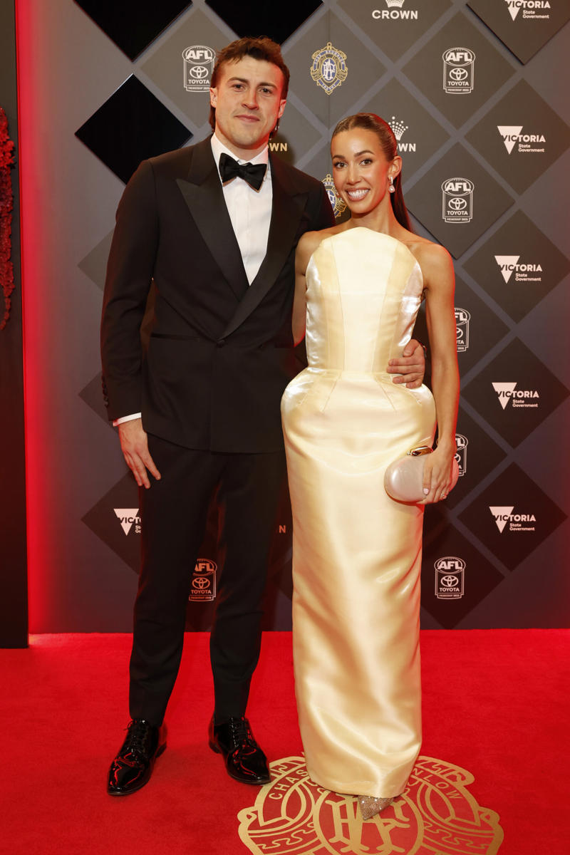 See All The Red Carpet Looks From The 2025 Brownlow Medal,      Lexi Mary   ,      Elle Ray   ,      Abbey Holmes   ,      Connor O’Sullican and Libby Cliffford   ,      Max Holmes and Jess Butler    ,      Charli Wheeler and Noah Anderson   ,      Ben Keays and Rosie Konstantinou   ,      Paige Bramley and Josh Worrell    ,      Sam Flanders Ellie Dickinson   ,      Charlie Curnow fiancée Tiana Simic   ,      Isaac Heeney and Steffanie Waters    ,      Jordan Dawson and Milly Dawson   ,      Zach Merrett and Alexandra Merrett   ,      Riley Thilthorpe and partner Nikita Iskra    ,      Callum Mills and Tiffany Mills    ,      Levi Ashcroft and Meka Norton-Smith    ,      Nick Daicos and Arlette Amor    ,      Brodie Grundy and Rachel Wertheim   ,      See Salmin   ,      Patrick Cripps and Monique Cripp   ,      Andrew McGrath and Emma Laughlin   ,      Josh Daicos and Annalise Dalins   ,      Luke Davies-Uniacke and Timnah Poratt    