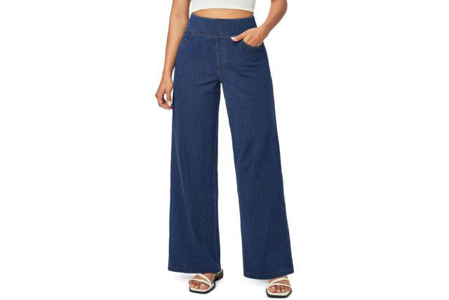 Stewart-Inspired Dark Wash Fall Jeans, NYDJ Teresa Jeans, Levi’s 94 Baggy Wide-Leg Jeans, Lee Legendary High-Rise Jeans, Iuga Wide-Leg Stretch Jeans, Buffalo David Bitton Addie High-Rise Wide-Leg Jeans