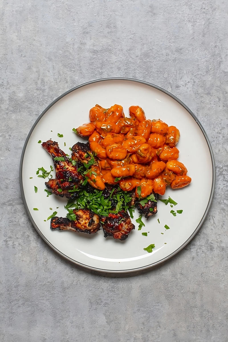 Shopping list, Salmon with roasted cherry tomato, capers and new potatoes, Honey-lime ginger wings with gnocchi salad, Sesame-crusted beef metabll banh mi