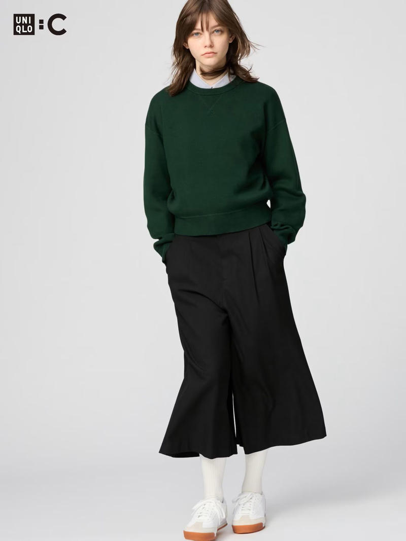 世界的なヒット商品「UNIQLO : C　ワイドスウェットパンツ」, トレンド感のあるシルエットが人気「バギーカーブジーンズ」, もっちりした肌触りが魅力「UNIQLO : C　スムースコットンクルーネックセーター」, 軽く羽織れる「ジップアップショートジャケット」, スカート見えするフレアライン「UNIQLO : C　キュロット」