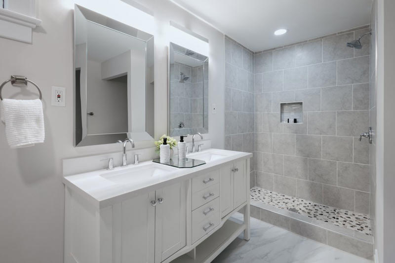 Marble Countertops , Open-Floor Plans, Open-Air Outdoor Living Spaces, Trendy Tiles, Barn Doors and Shiplap Walls , Clear Glass Doors , Doorless Showers