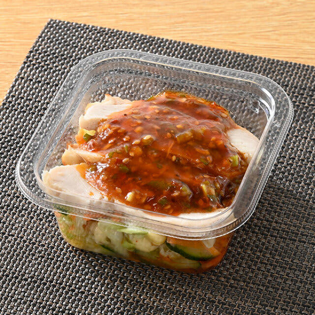 サーモンタルタル 彩り野菜＆パスタ, タルタルソースのゆでたまご, 花椒香る！辛旨よだれ鶏, ベーコンとキャベツの辛旨レッドペペロンチーノ