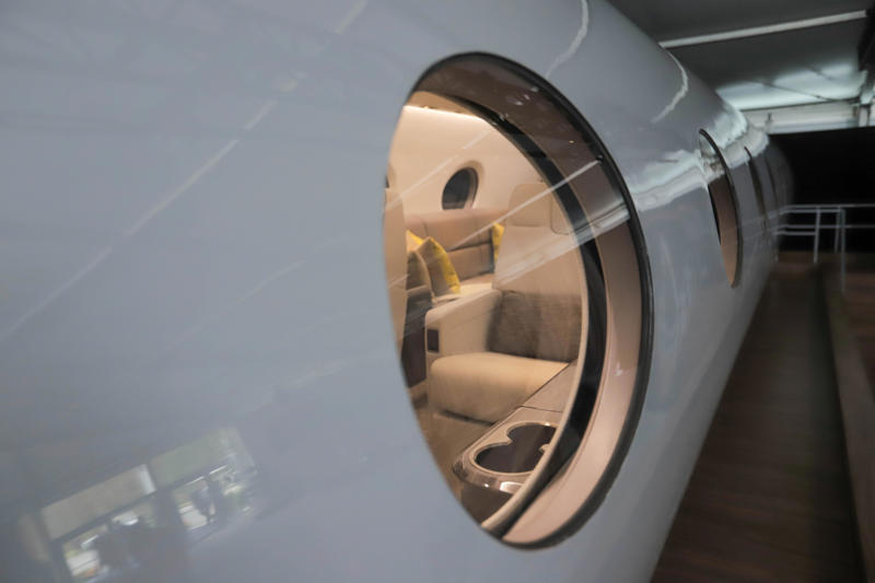 A look at the panoramic oval windows on the full-size mock-up of the Gulfstream G300 during the Gulfstream Discover the Difference event on Tuesday, September 30, 2025 at the Gulfstream Research and Development facility in Savannah, Ga..
