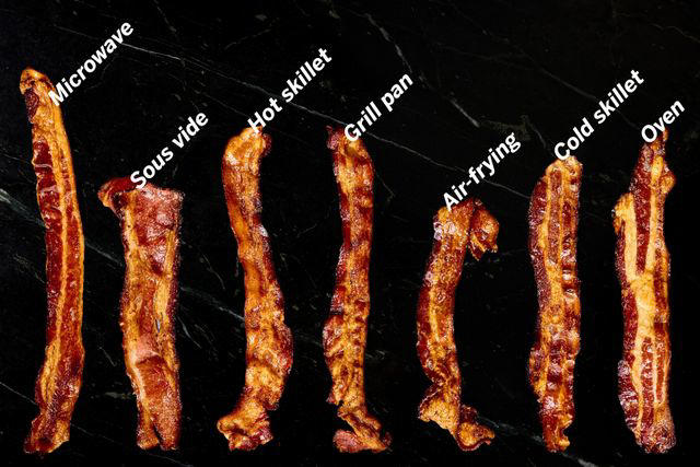A word about our method, A quick spin in the microwave, A long sous vide soak, Starting in a hot skillet, Grilling in a pan, Air-frying , Starting in a cold skillet, Winner: Baking bacon in the oven , Final Takeaways