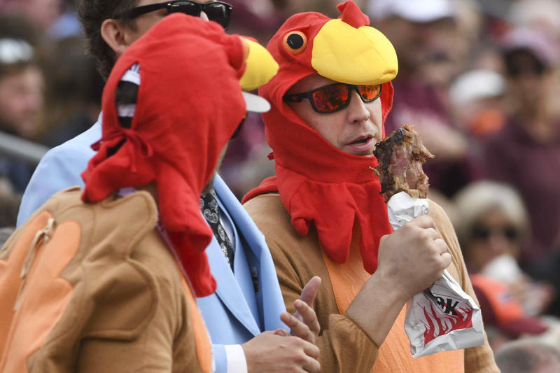 Sanford Stadium: Chick-fil-A, Lane Stadium: Lane’s Leg, AT&T Stadium: Pizza Burger, Nissan Stadium: Hot Chicken, Caesars Superdome: Po’boys and jambalaya, Bryant–Denny Stadium: Stadium dog, Northwest Stadium: Crab rolls, Bank of America Stadium: Empanadas