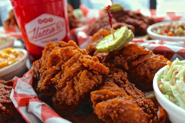 Sanford Stadium: Chick-fil-A, Lane Stadium: Lane’s Leg, AT&T Stadium: Pizza Burger, Nissan Stadium: Hot Chicken, Caesars Superdome: Po’boys and jambalaya, Bryant–Denny Stadium: Stadium dog, Northwest Stadium: Crab rolls, Bank of America Stadium: Empanadas