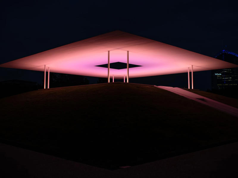 TEXAS: James Turrell's Twilight Epiphany skyspace ALABAMA: Gulf, Mobile, and Ohio Passenger Terminal, ALASKA: The University of Alaska's Museum of the North, ARIZONA: Chapel of the Holy Cross, ARKANSAS: Thorncrown Chapel, CALIFORNIA: The Chemosphere, CONNECTICUT: Grace Farms, DELAWARE: Wilmington's Grand Opera House, FLORIDA: The Salvador Dalí Museum, HAWAII: ʻIolani Palace, IDAHO: The Dog Bark Park Inn, ILLINOIS: Bahá'í House of Worship, INDIANA: West Baden Springs Hotel, IOWA: Grotto of the Redemption, KANSAS: Big Well in Greensburg, KENTUCKY: Churchill Downs, LOUISIANA: The Pontalba Buildings, MAINE: The Portland Head Light, MARYLAND: The American Visionary Art Museum, MASSACHUSETTS: Simmons Hall at MIT, MICHIGAN: Charles H. Wright Museum of African American History, MINNESOTA: The Marjorie McNeely Conservatory, MISSOURI: The Community Bookshelf, MONTANA: Montana State Capitol building, NEVADA: Ward Charcoal Ovens, NEW HAMPSHIRE: Mount Washington Hotel, NEW JERSEY: Nassau Hall at Princeton University, NEW YORK: The Chrysler Building, NORTH DAKOTA: The North Dakota Heritage Center, OHIO: The Longaberger Company building, SOUTH DAKOTA: The Corn Palace, TENNESSEE: Parthenon in Centennial Park, TEXAS: James Turrell's Twilight Epiphany skyspace, UTAH: Natural History Museum of Utah, VERMONT: The Old Round Church, VIRGINIA: Dulles International Airport, WASHINGTON: Seattle Central Library, WEST VIRGINIA: The Palace of Gold, WISCONSIN: The Burke Brise Soleil, WYOMING: Smith Mansion